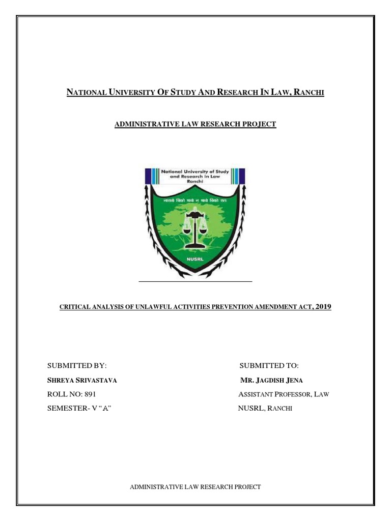 Administrative Law Research Paper PDF Rule Of Law Constitution