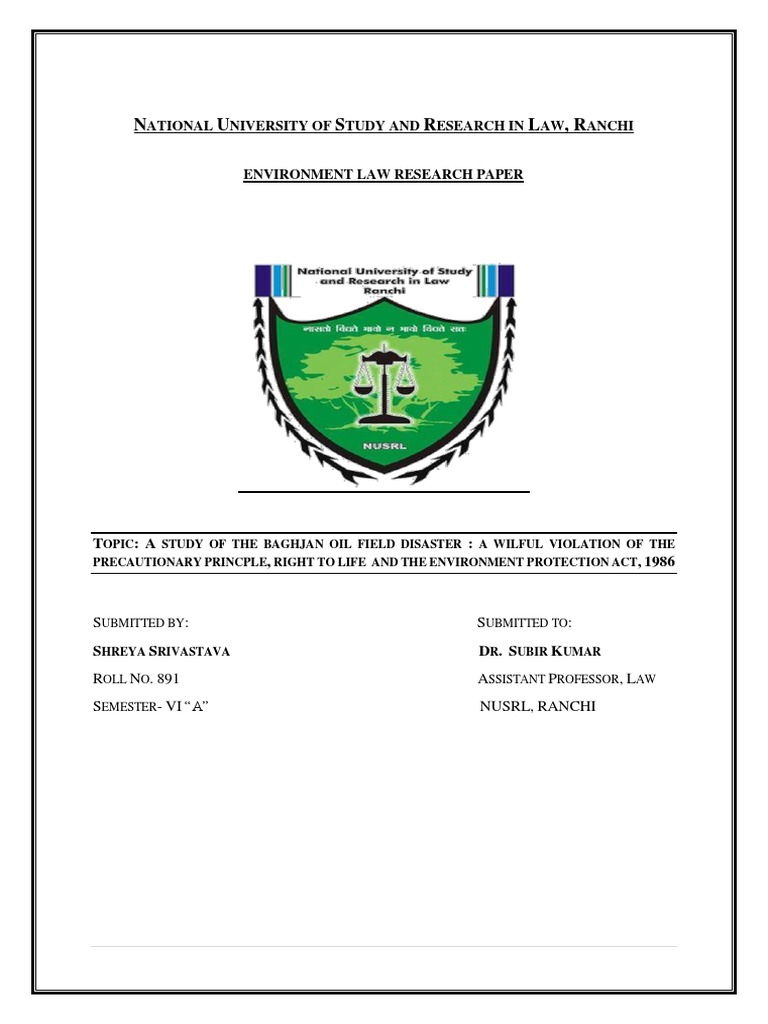 Environment Law Research Paper PDF Legal Liability Environmental Law