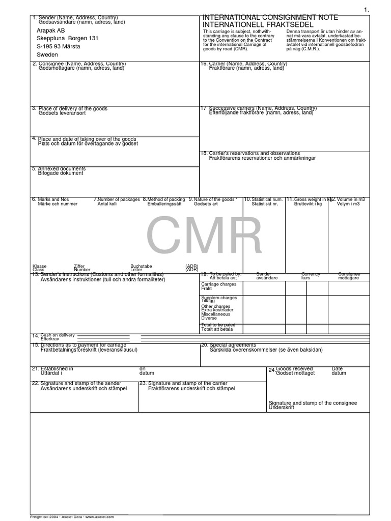 CMR Document Sample | PDF