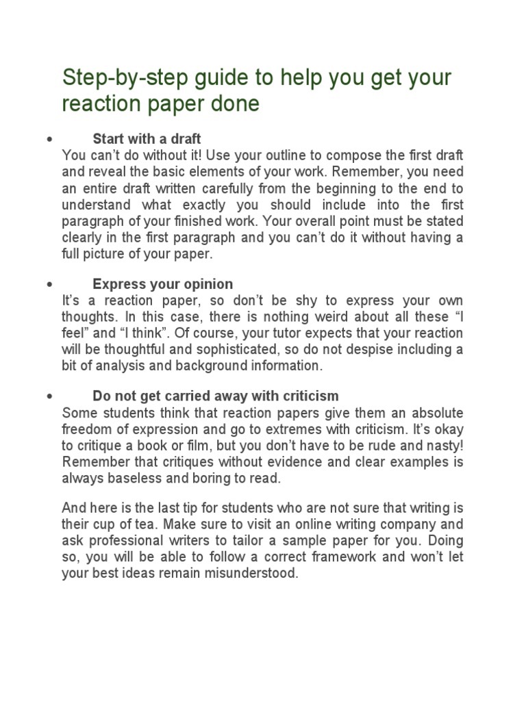 How to Write a Reaction Paper Guide | PDF | Self-Improvement