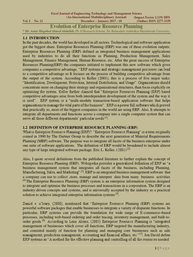 Evolution of Enterprise Resource Planning | Download Free PDF