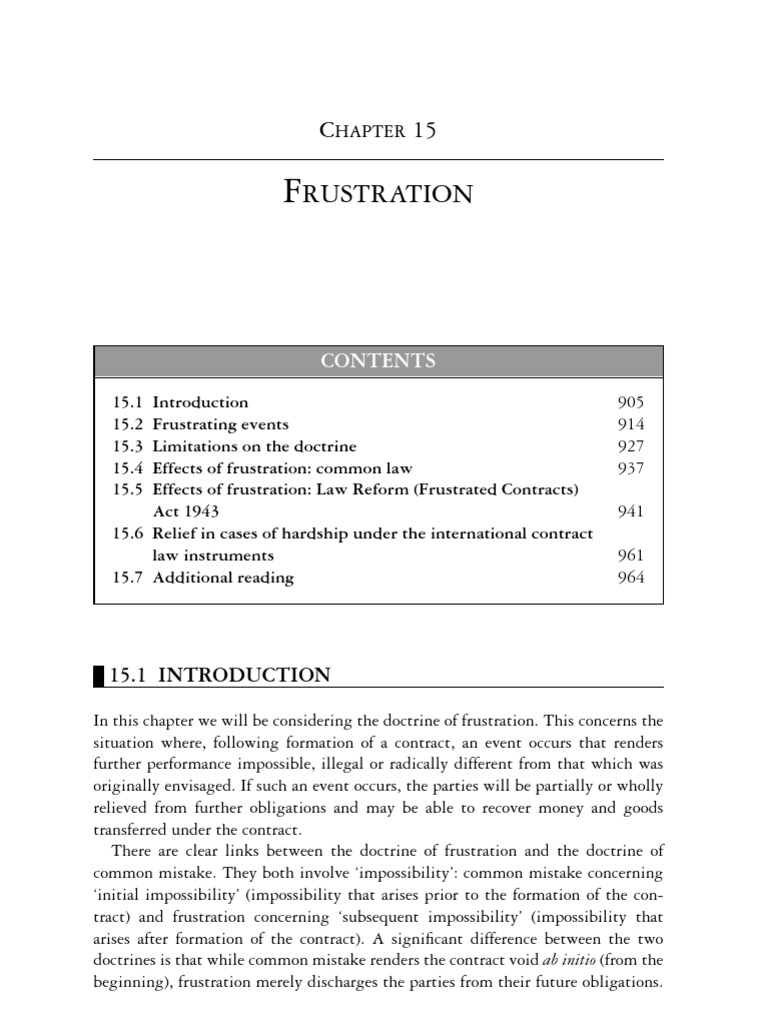 An Analysis of the Doctrine of Frustration in Contract Law | PDF ...
