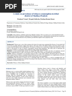 A Study On Prevalence of Tobacco Consumption in Tribal District of Madhya Pradesh