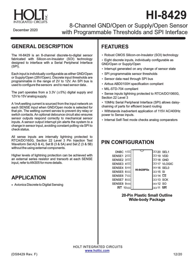HI-8429 8-Channel Sensor Overview | PDF | Electrical Components ...