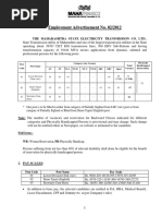 Employment Advertisement No. 02/2012: The Maharashtra State Electricity Transmission Co. LTD.