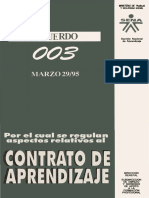 Acuerdo No. 003 (Marzo 29 de 1995) Por El Cual Se Regulan Aspectos Relativos Al Contrato de Aprendizaje