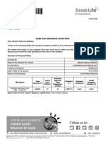 Exide Life Insurance Cover Note: Summary of Proposed Policy