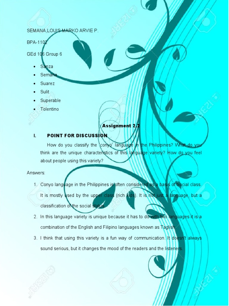 Understanding Conyo Language in the Philippines | PDF | English ...