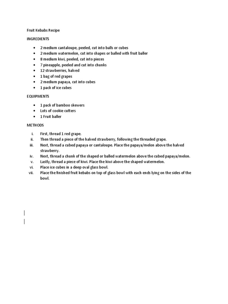 Fruit Kebabs Recipe | PDF | Home & Garden | Wellness