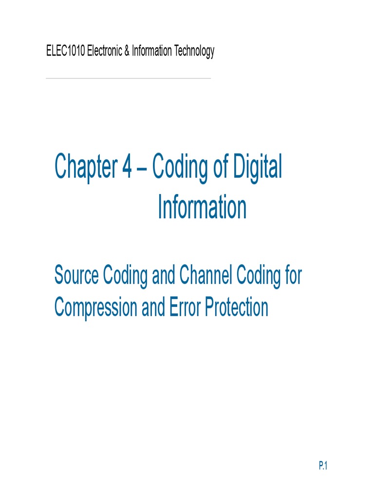 ELEC1010 Source and Channel Coding Guide | PDF | Data Compression | Mp3