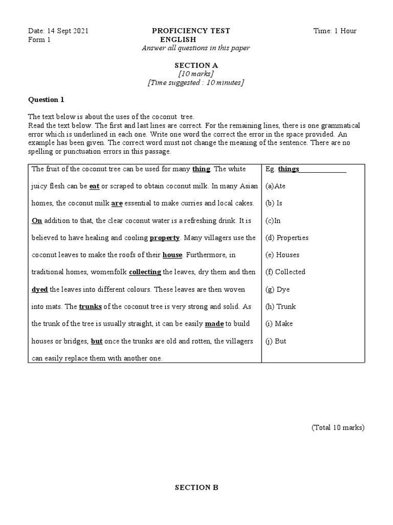 Section A: Answer All Questions in This Paper | PDF | Botany
