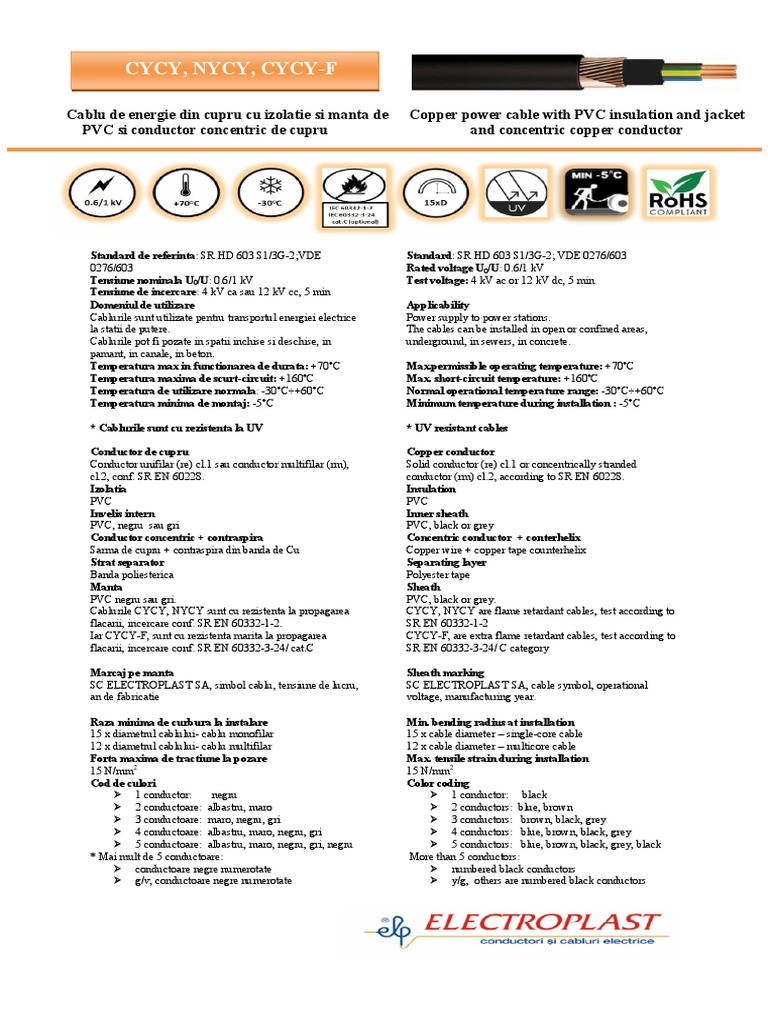 NYCY Cable Specifications and Details | PDF | Electrical Conductor ...