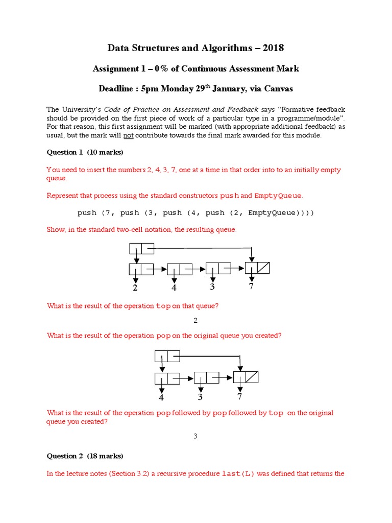 Data Structures and Algorithms - 2018 | PDF | Time Complexity | Subroutine