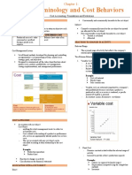 Cost Terminology and Cost Behaviors