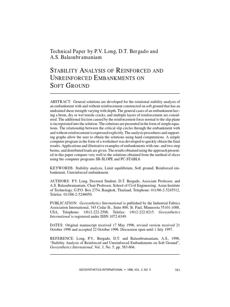 Stability Analysis of Embankment On Soft Ground | PDF | Soil Mechanics ...