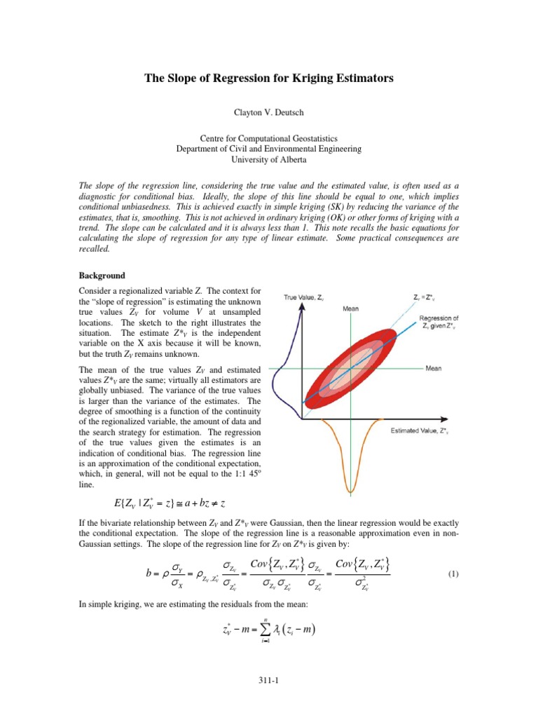 Slope of Regression in Kriging Estimators | PDF | Regression Analysis ...