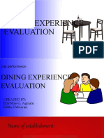 Task Performance:: Dining Experience Evaluation