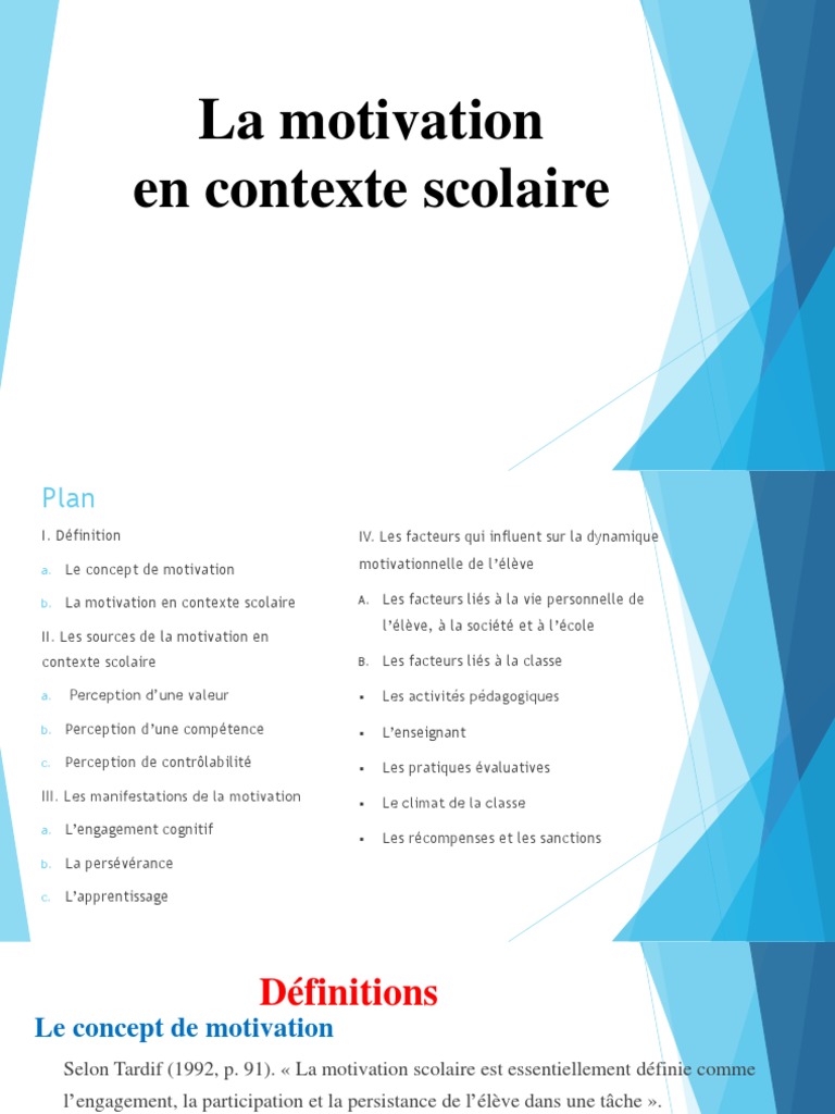 Motivation en Contexte Scolaire | PDF | Motivation | Motivant