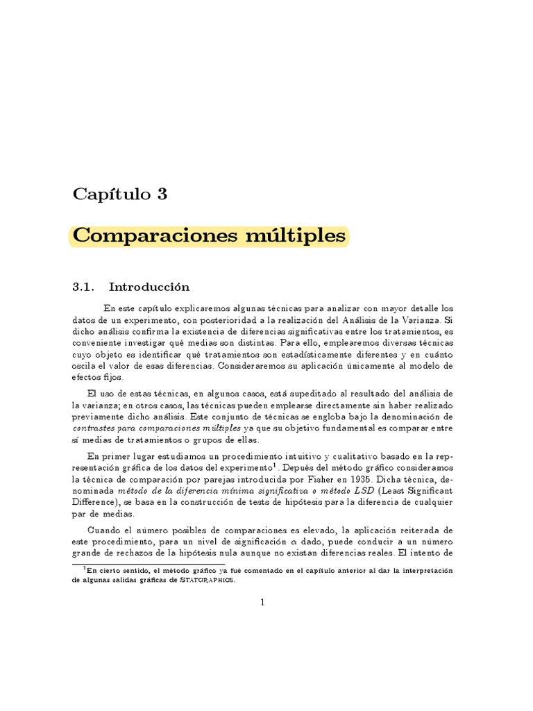 Técnicas de Comparaciones Múltiples | PDF | Distribución normal ...