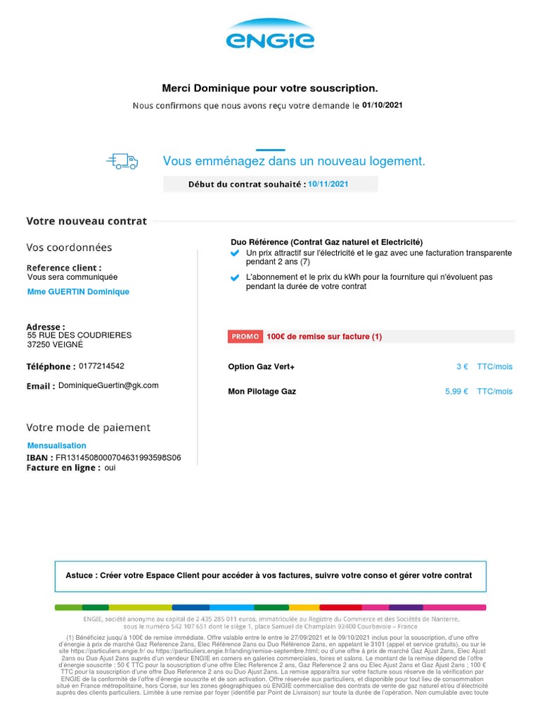 Offre Gaz et Électricité ENGIE 2021 PDF Gaz naturel Économie — free download