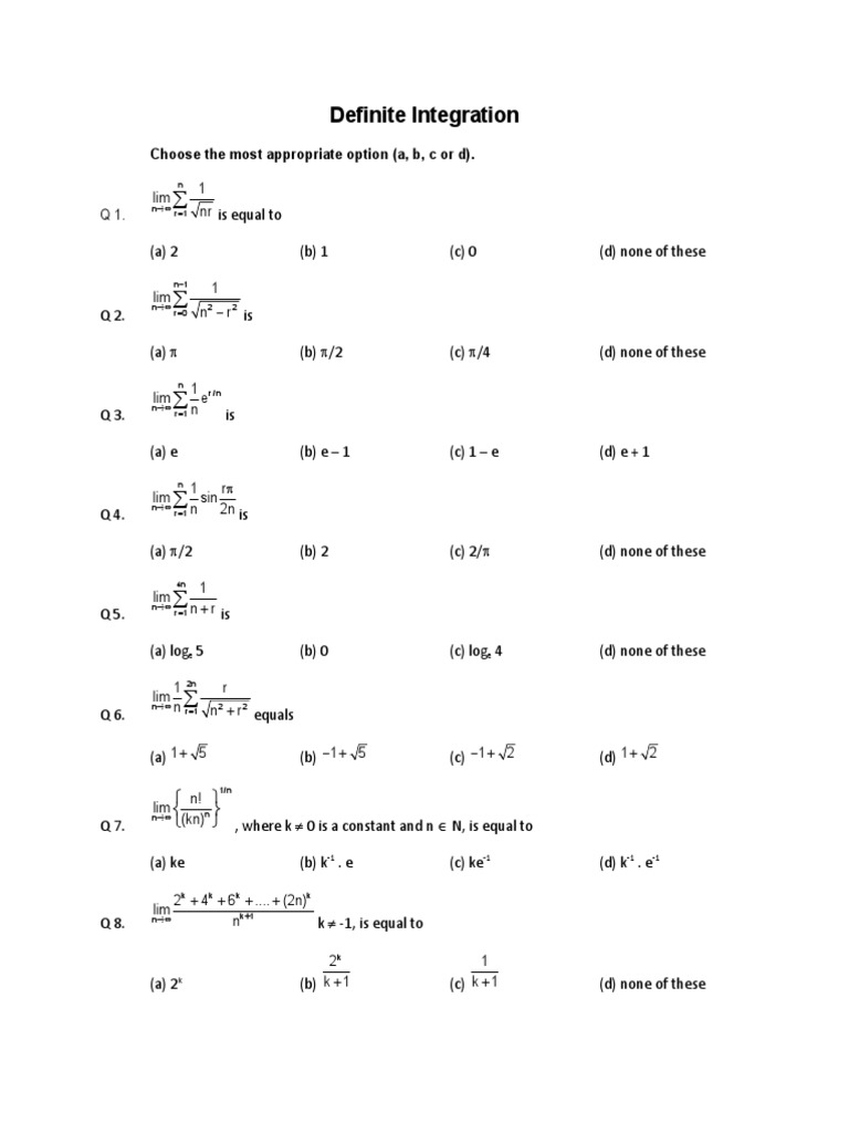 09 Definite Integration | PDF | Differential Geometry | Abstract Algebra