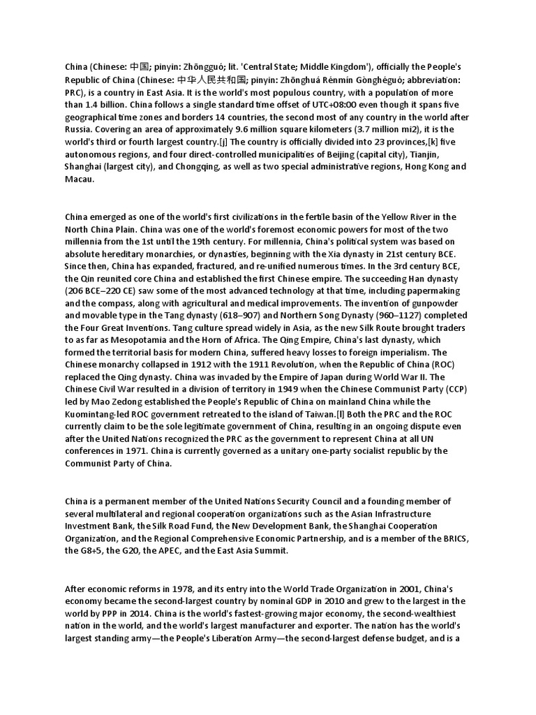 China | PDF | World Politics | China