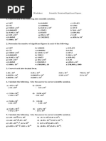 Sig. Figs. Sci. Notation Worksheet Answer Key