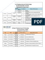 College of Engineering and Technology B.Tech Semester I B.Tech Schedule For Cycle Test-I