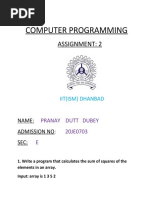 Computer Programming: Assignment: 2