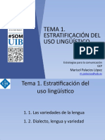 Tema 1. Estratificación Del Uso Lingüístico: Marisol Palacios López