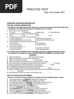 Practice Test: Date: 3th October 2021