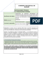 Especificaciones Técnicas para La Adquisición de Bienes: Gobierno Provincial de Manabí
