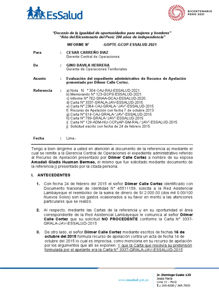 Dilmer Calle Cortez. PDF Hospital Apelación