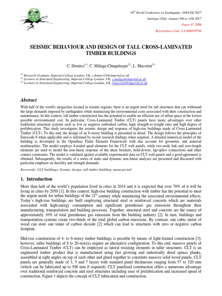 Seismic Design of Tall CLT Buildings | PDF | Solid Mechanics | Building ...