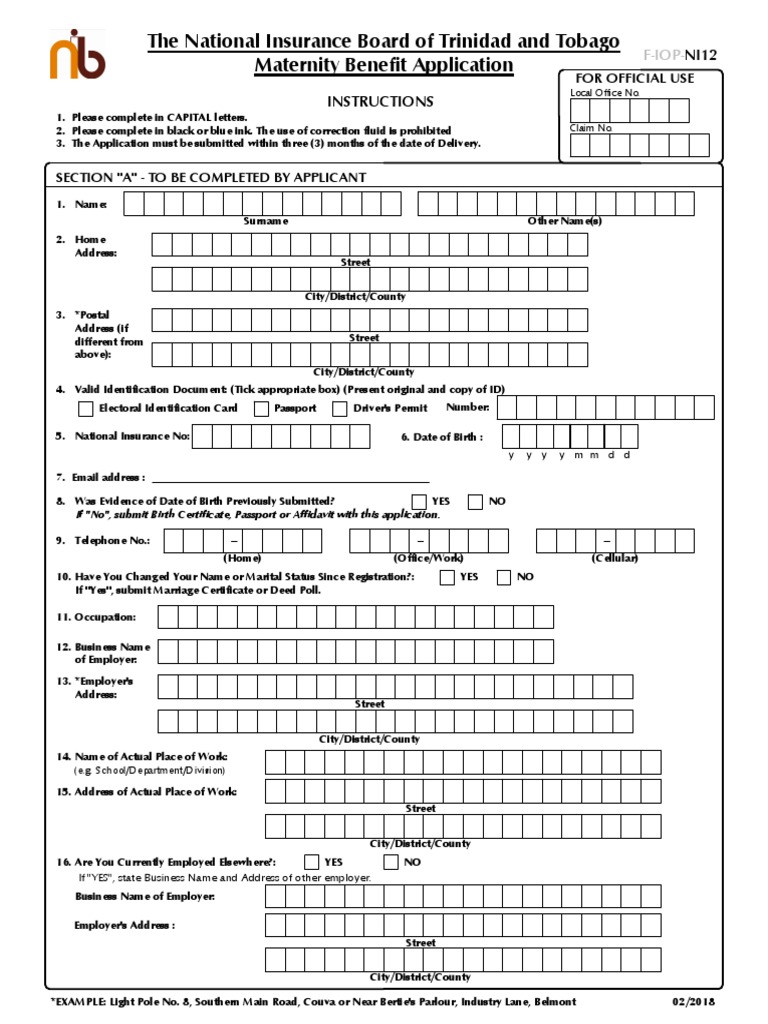 The National Insurance Board of Trinidad and Tobago Maternity Benefit