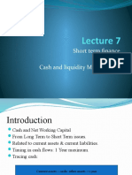 Short Term Finance & Cash and Liquidity Management