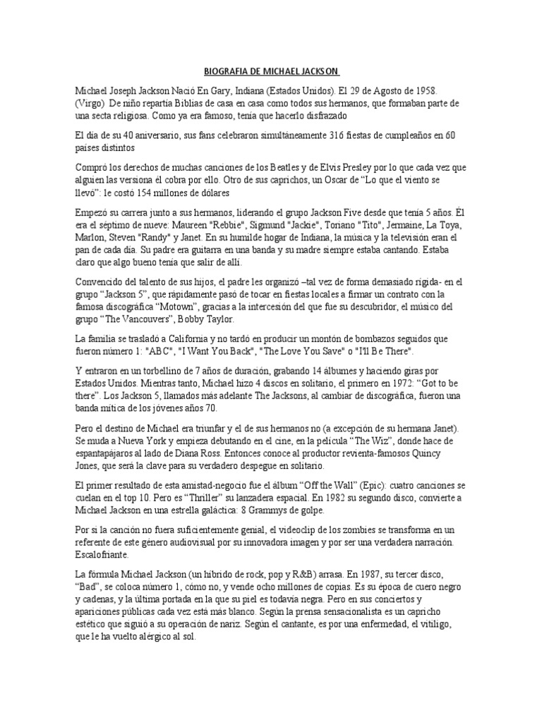 Biografia de Michael Jackson | PDF | Michael Jackson | Musica Afroamericana, image size:768x1024