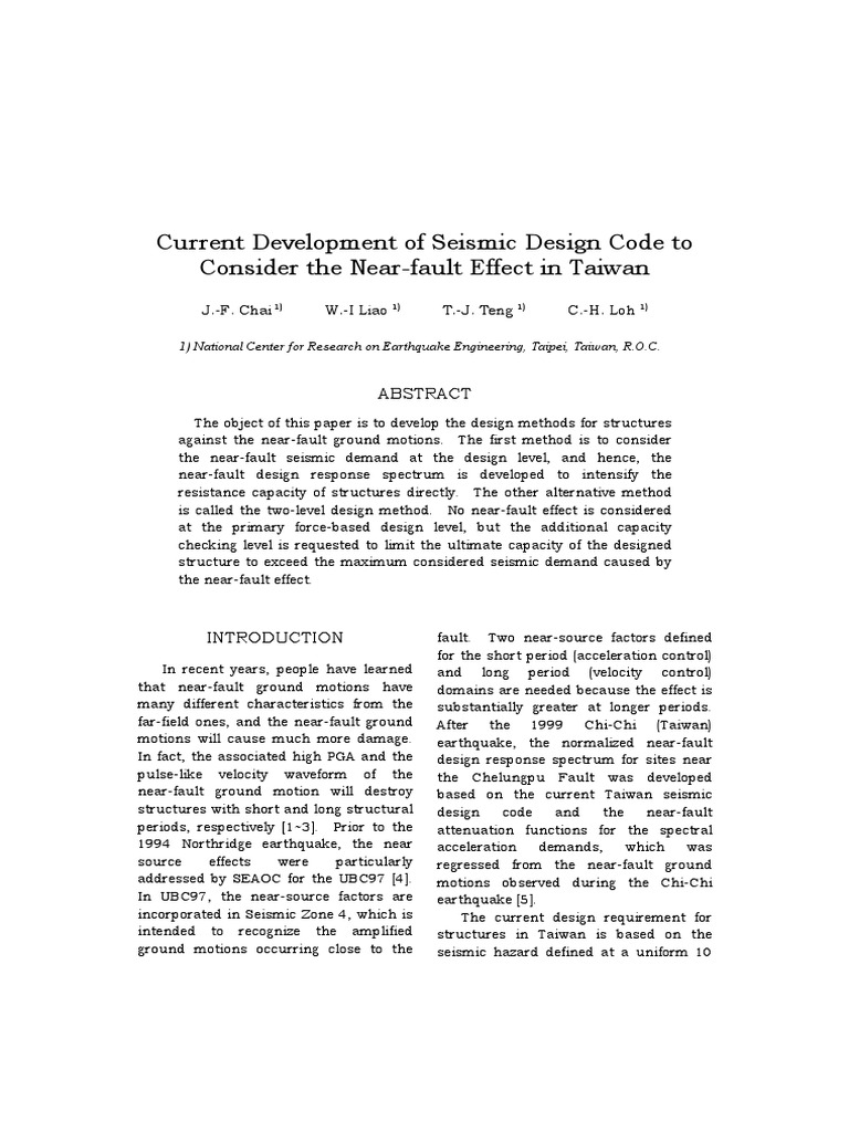 Seismic Design Code for Near-Fault Effects | PDF | Earthquakes | Moment ...