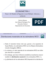 Econometr Ia I: Tema 4: El Modelo de Regresi On Lineal M Ultiple: Inferencia y Validaci On