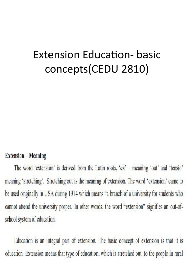1 Extension Education PDF Vocational Education Adult Education