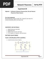 Lab 04: Network Theorems: Experiment 04