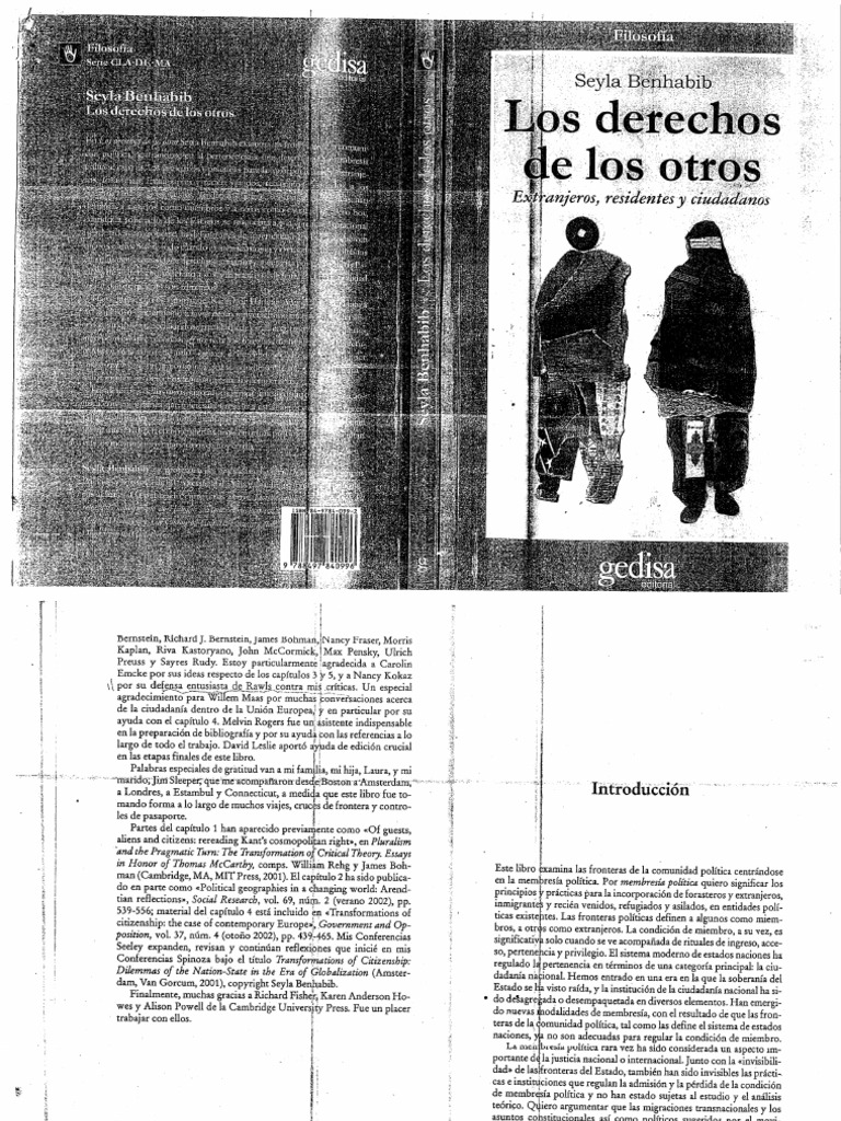 Benhabib Seyla Los Derechos De Losotros Extrajeros Residentes Y