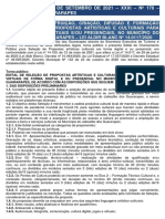 4 EDITAIS PARA LEI ALDIR BLANC PUBLICADOS DIA 09 DE SETEMBRO DE 2021.