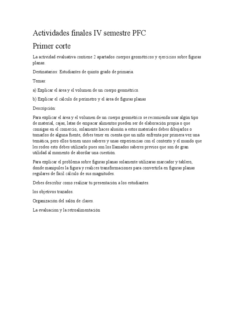 Evaluación Math PFC | PDF | Formas geométricas | Geometría Elemental