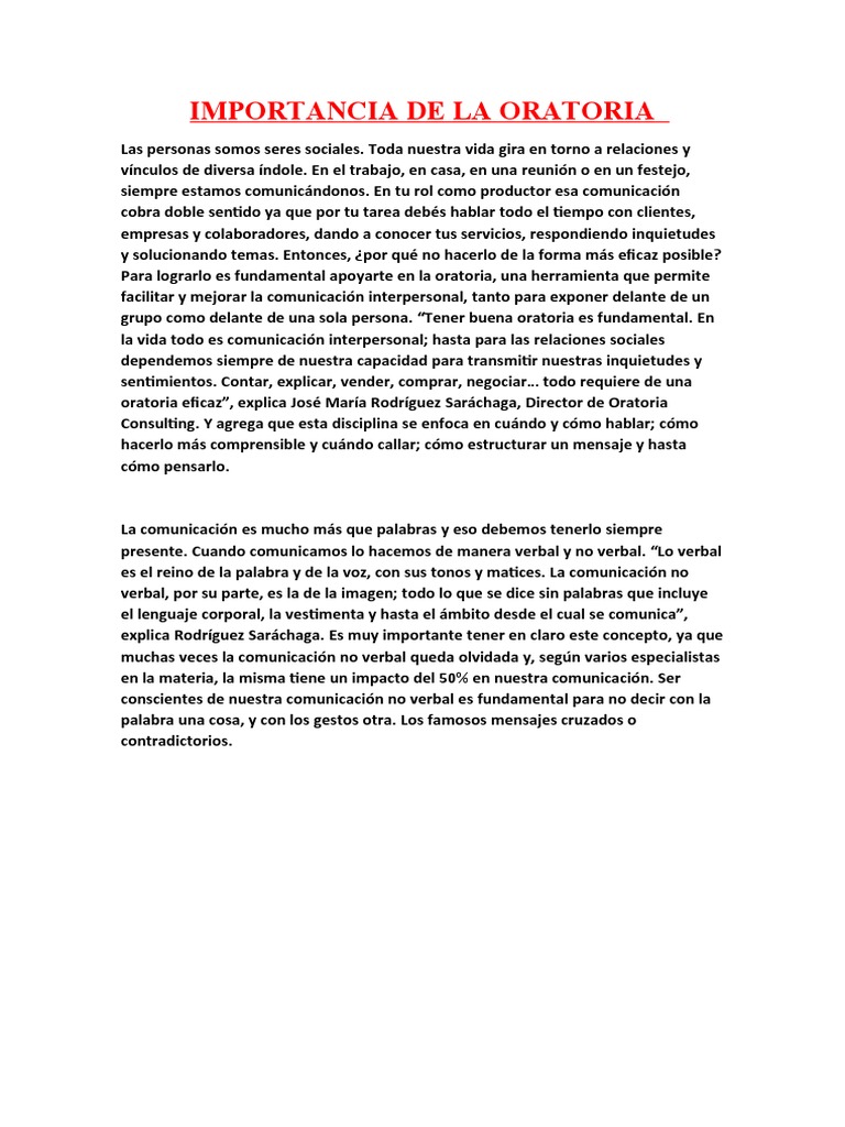 Claves de la Oratoria Eficaz en Comunicación | PDF