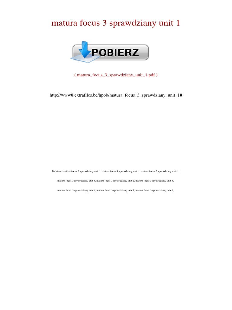 Focus 3 Second Edition Test Unit 1