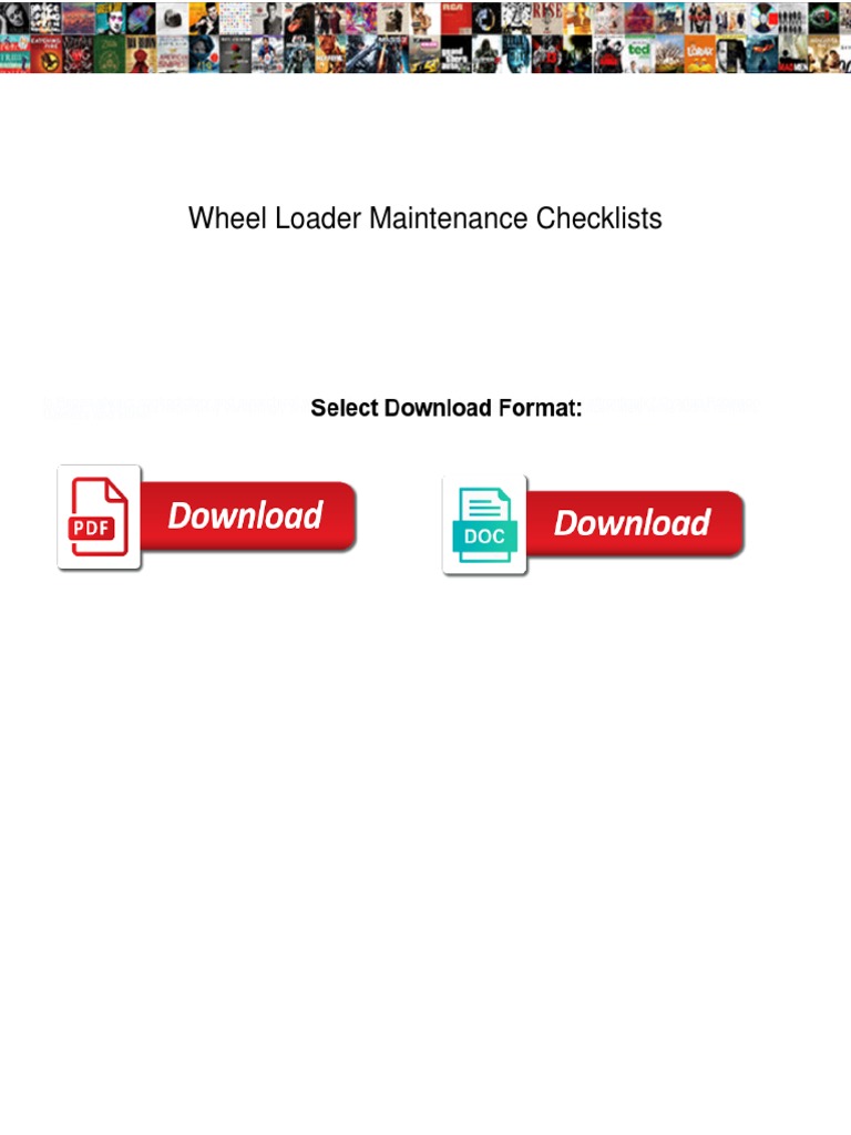 Wheel Loader Maintenance Checklists PDF Loader (Equipment) Heavy