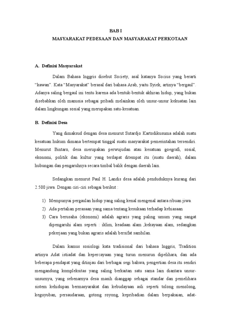 Pembahasan Makalah Pedesaan Dan Perkotaan