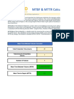 Free MTBF MTTR Calculator Template Excel Download