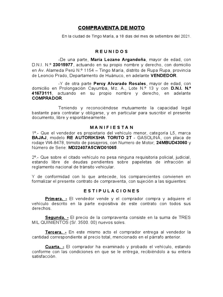 Compraventa de Moto | PDF | Justicia | Crimen y violencia